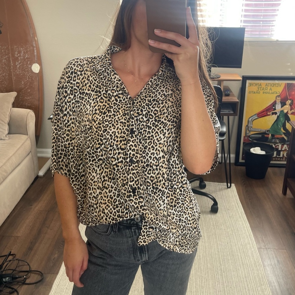 Cheetah button down shirt
